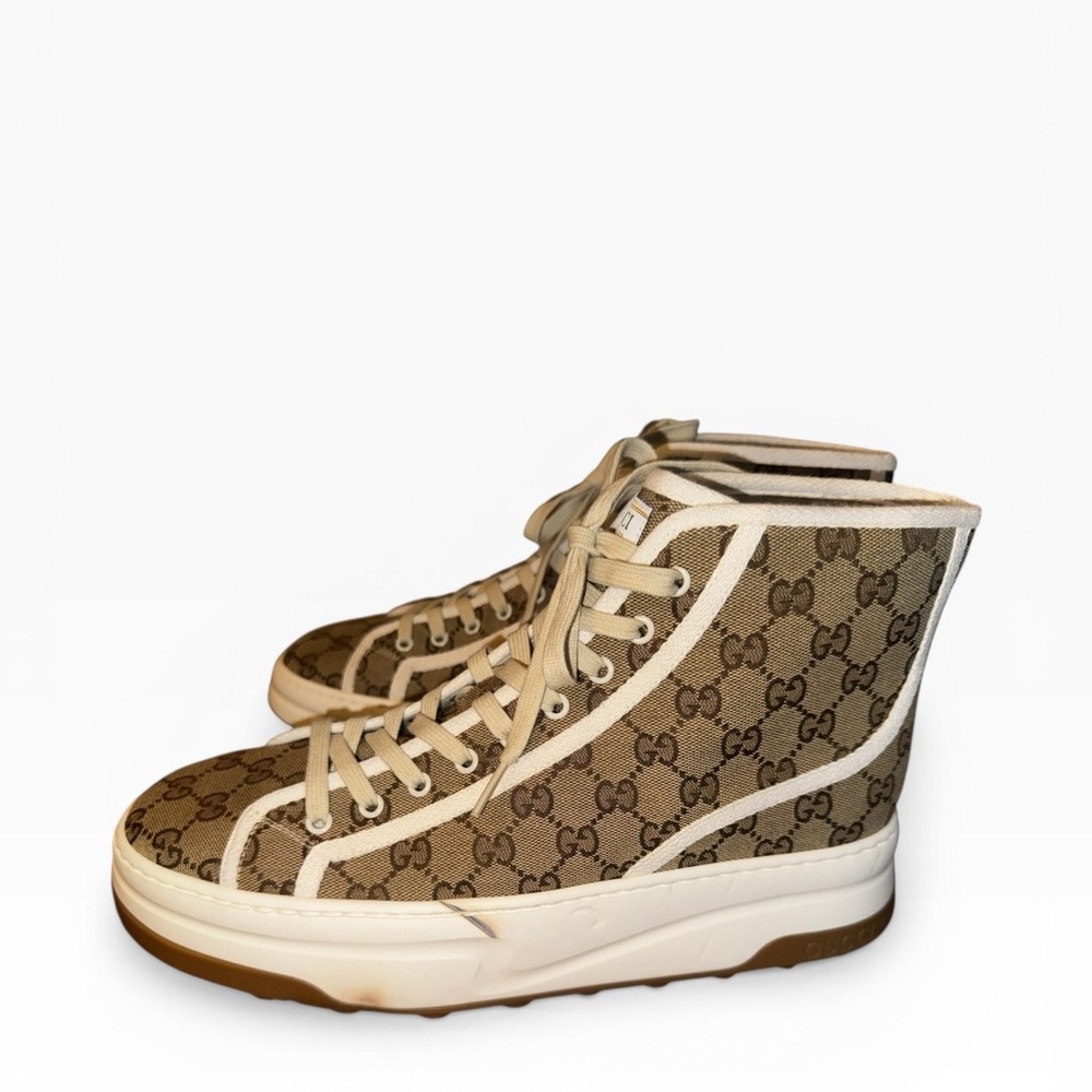 Gucci Tennis 1977 High-Top GG Sneakers Ace Canvas Men’s US 12 - Picture 5 of 7